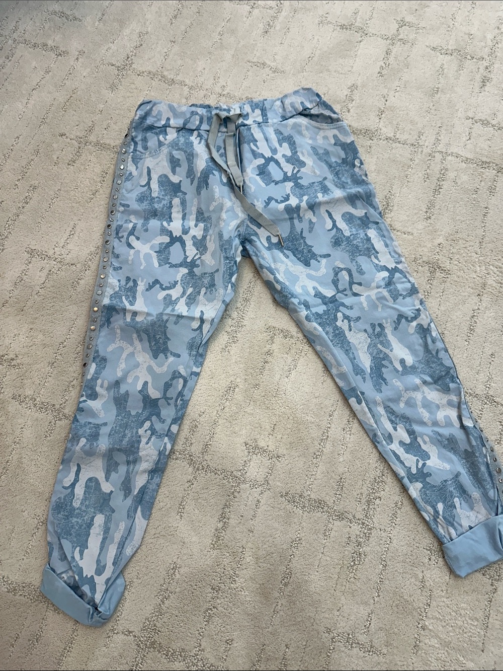 Light Blue Camo Stud-Trim Jogger